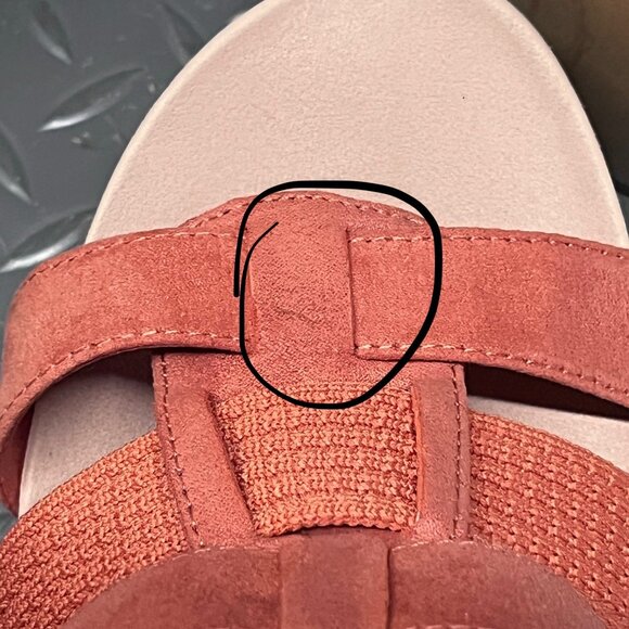 Dr. Scholls Blossom Orange Strappy Sandal Faux Wood Block Heel Womens Size‎ 10M - Picture 10 of 10